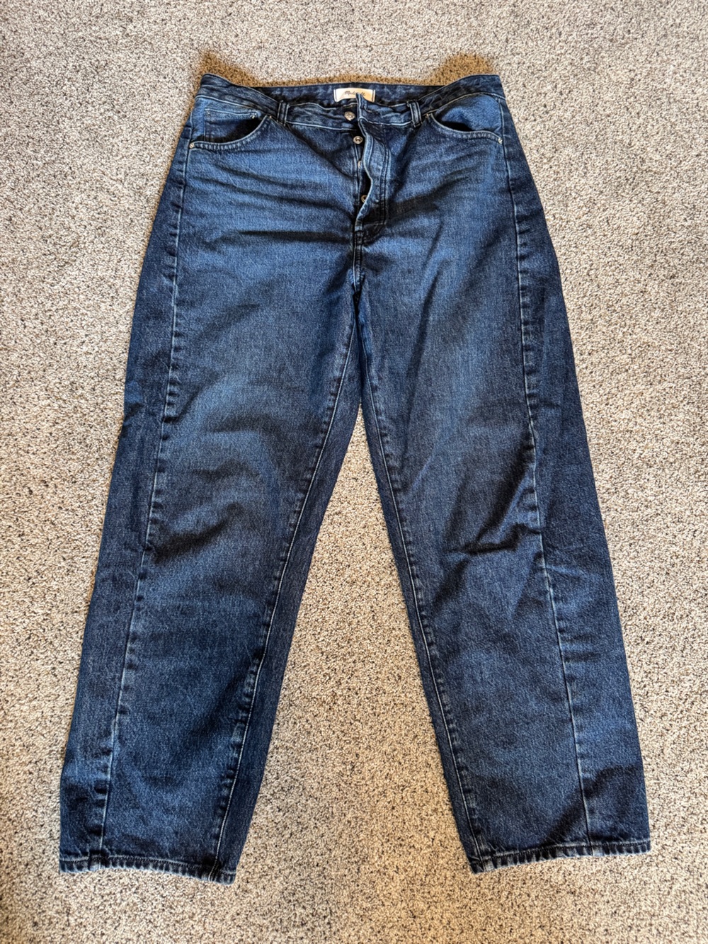 Madewell Curvy Pieced Barrel-Leg Jeans Dark Wash Size 31 Tall
